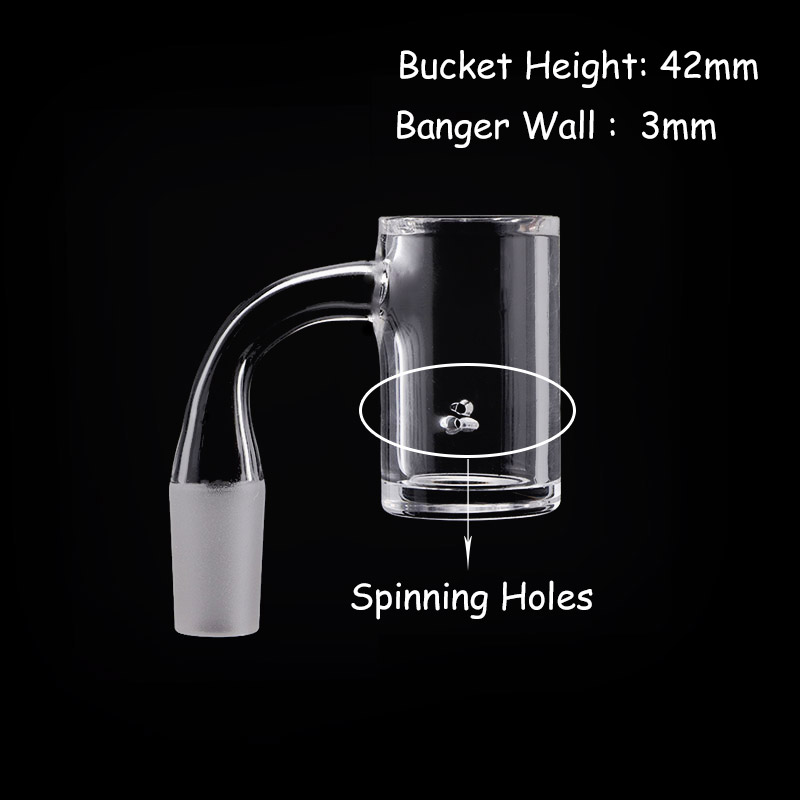 

Beveled Edge 4mm Bottom Quartz Banger Nails With 2pcs Spinning Side Holes Male Female Joints Quartz Spinning Banger For Glass Water Bongs