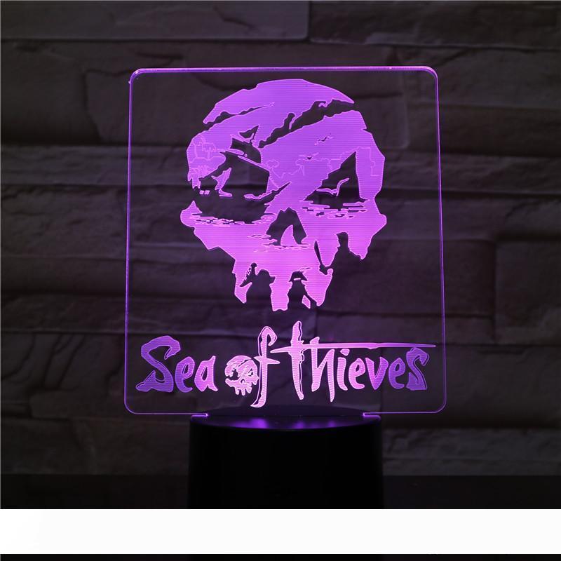 

USB 3D LED Night Light Sea of Thieves Figure Decoration Multicolor RGB Boys Child Kids Baby Gifts Game Logo Table Lamp Bedside