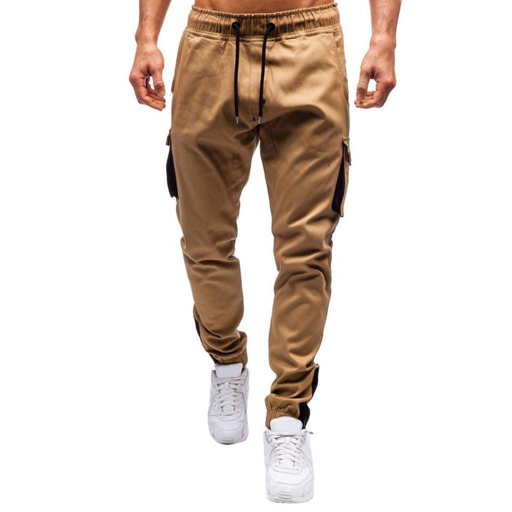 

Men's Pants Solid Color Pocket Strap Fit Workwear Casual Pocket Sports Workout Men's Work Casual Fashion Pants #G8, Gray
