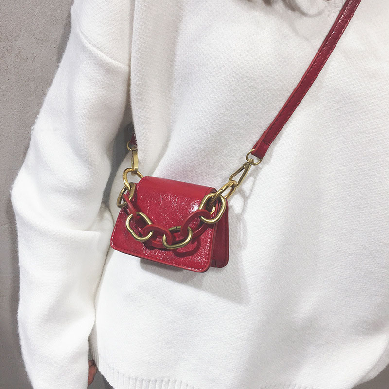 

Colorful Mini Leather Women Shoulder Bags Coin Small Square Crossbody Bags Fashion Chain Style Female Messengers B575, Black
