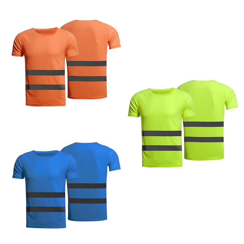 

Breathable High Visibility Work T-shirt Breathable Running T-shirt Men Fitness Summer Fluorescent Yellow Orange
