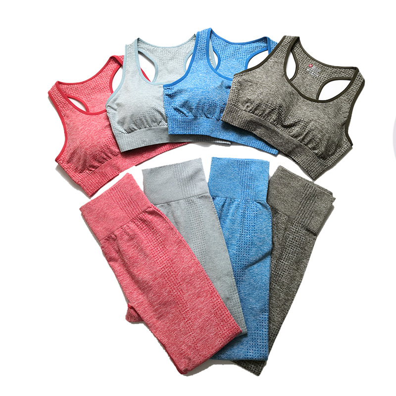 

Women' Sports Seamless Yoga Wear Tight Pants Bra Yoga Two Piece Suit Women' Summer Outdoor Running Suit Solid Set, 04