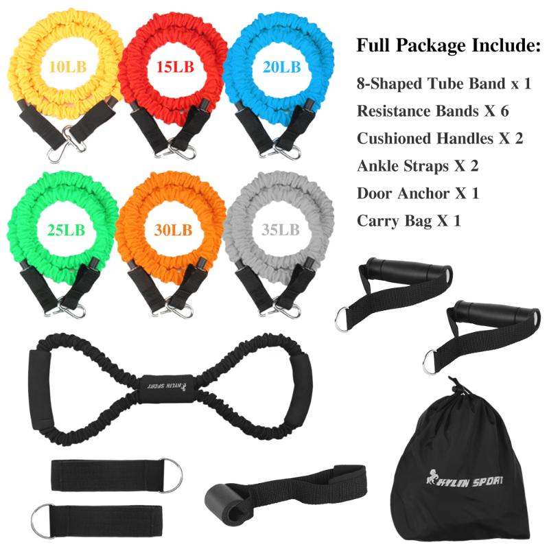 

13PCS Fitness Resistance Tube Bands Set Gym Home Elastic Exercise Workout Bands with Door Anchor Ankle Straps 8-shaped Tube Band