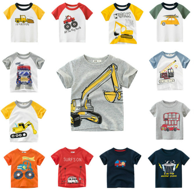 

Children's T-shirt for Boys T Shirt Car Cartoon Pattern Tops Child T-shirts for Girls Kids Boy Tshirt Kids New Tees Summer Clothing