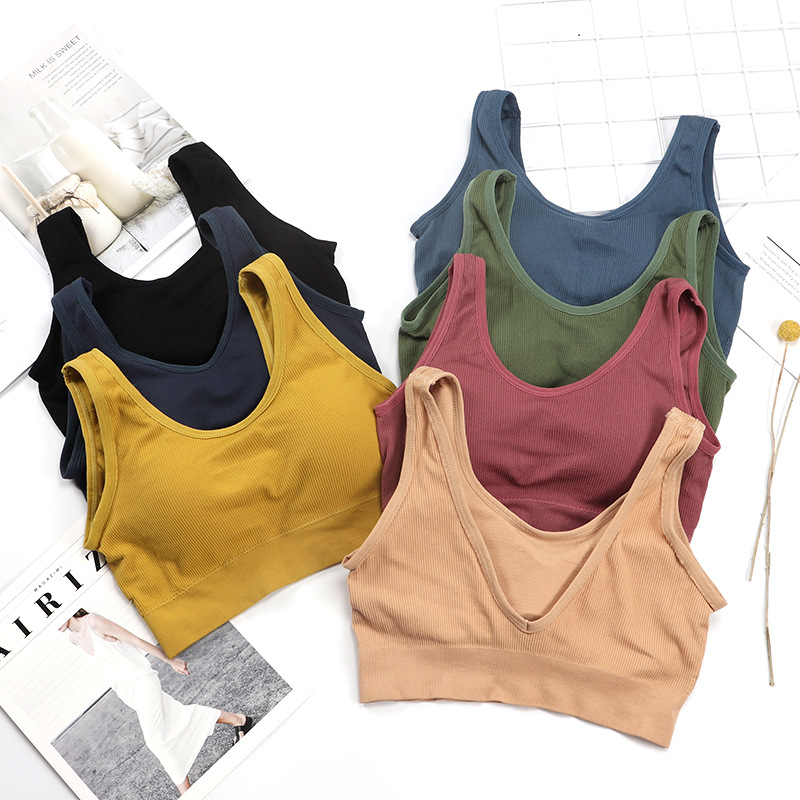 

Sports Bras Women Solid Sports Bra Cotton Bra Girl Underwear Fitness Running Push Up Yoga Sport Tops Jogging Gym Women, Skin pad