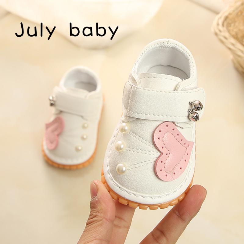 

July baby new baby shoes -2 years old toddler shoes bedside home non-slip soft bottom children leather, Pink