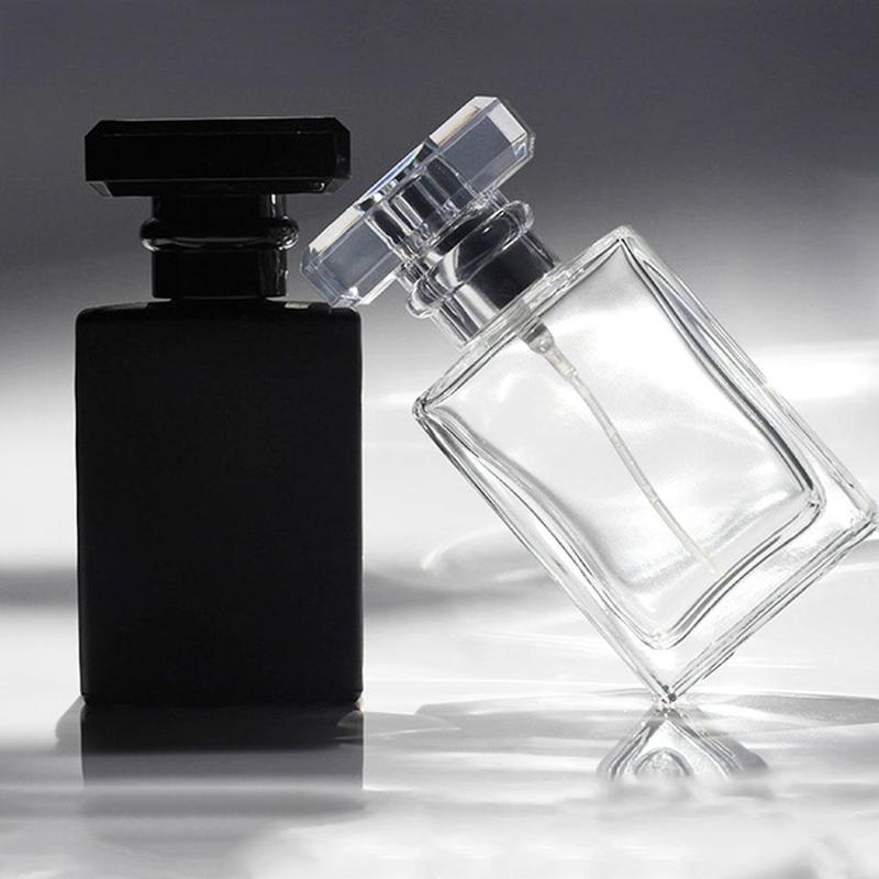 

1pcs Square Perfume Spray Glass Bottle Spray Bottle Reusable Black Transparent Perfume