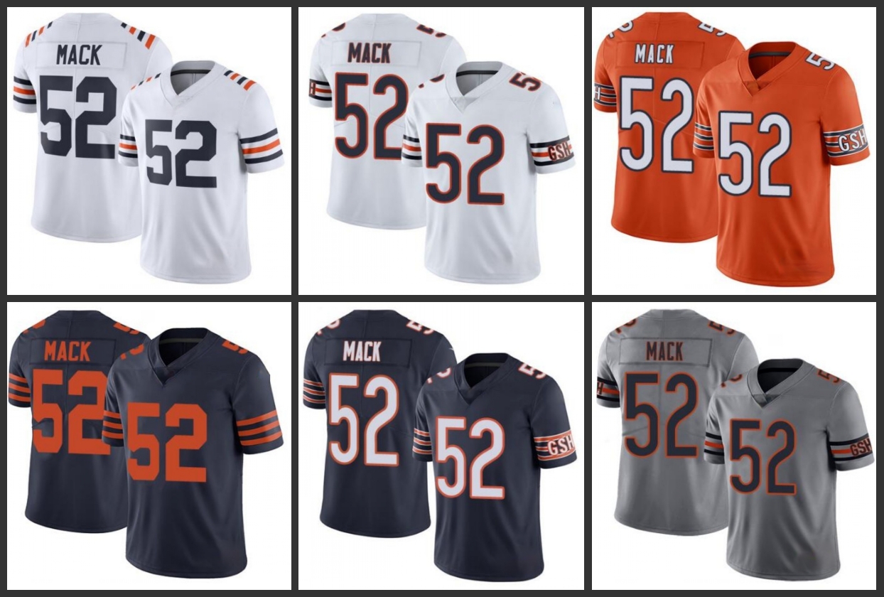 

Chicago Bears Men #52 Khalil Mack Navy Blue Team Color Men's Women Youth Stitched NFL Vapor Untouchable Limited Jersey, Black;red