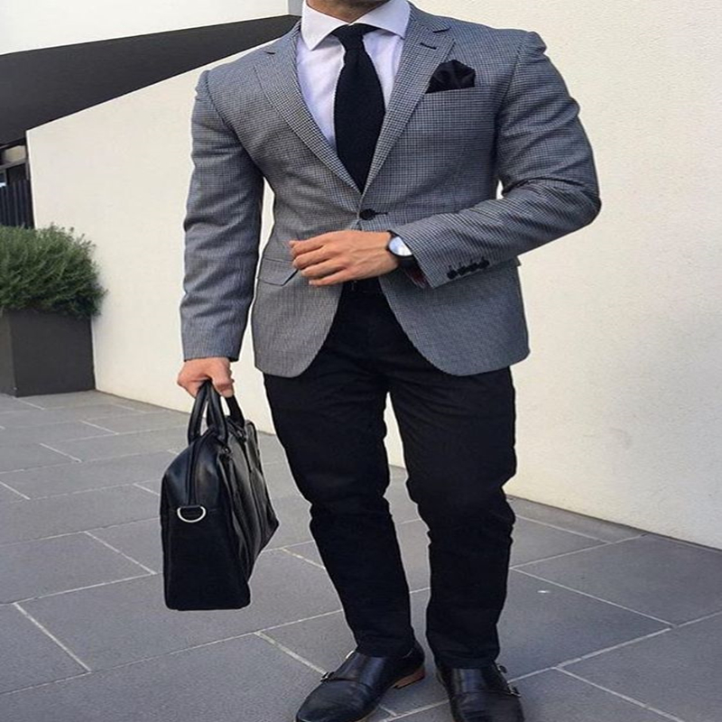

New Dress Gray Suit Mens 2020 Wedding Suits Custom Made Slim Fit Business Suit 2 Piece Set Groom Male Tuxedos (Jacket+Pants, Khaki