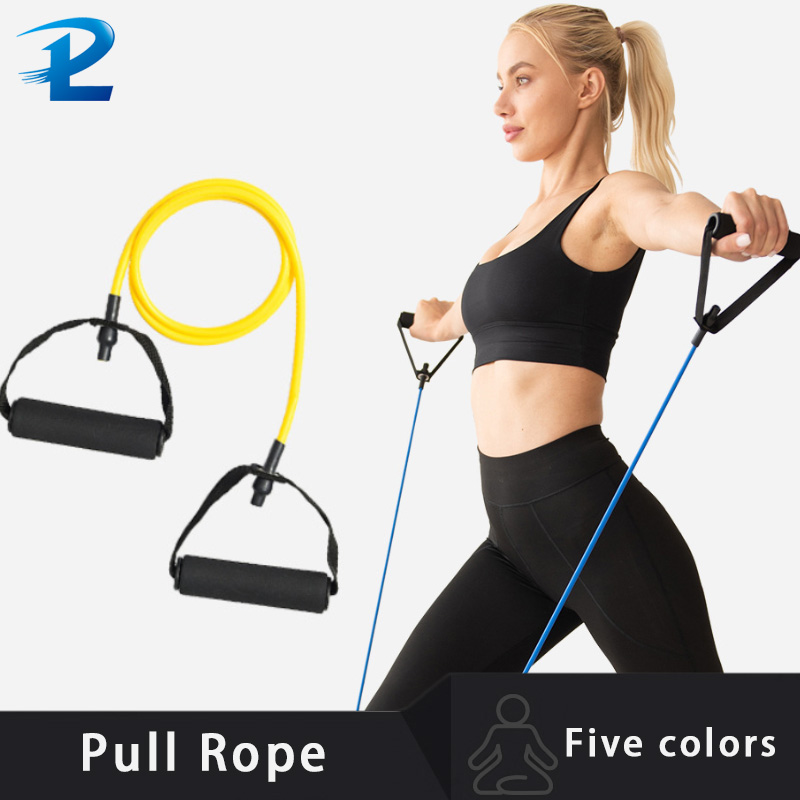 

Fitness training exercise belt 120 cm elastic latex resistance band with handle equipment elastic bands for fit kinetic