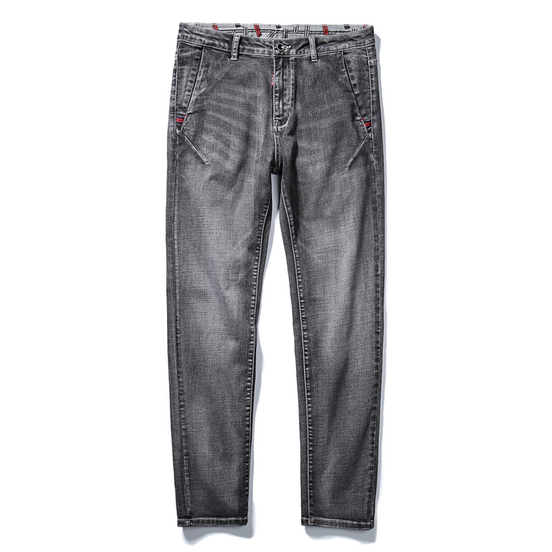 

Men straight gray jeans men long brand high quality ripped loose cotton plus size 30-48 men's trousers pants dropship, Smoke gray
