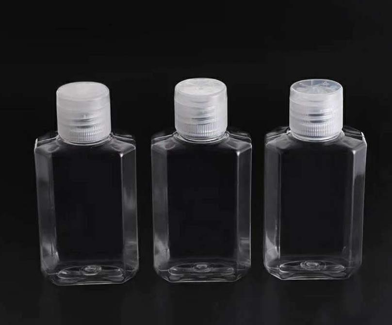 

60ml empty hand sanitizer gel bottle hand sanitizer bottle transparent pet travel PET transparent flat bottle