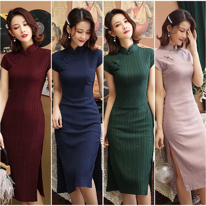 

Traditional Chinese Wedding dress Women Oriental Elegant Classic Slim Cheongsam Lady Banquet Daily Party Long Cheongsam dress