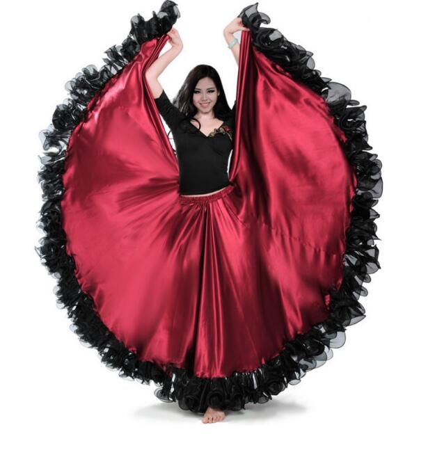 

1 piece 360 degree The Opening Dance Modern Dance Full-skirted Dress Spain Bullfighting Skirt Long Sleeve Costumes, Black