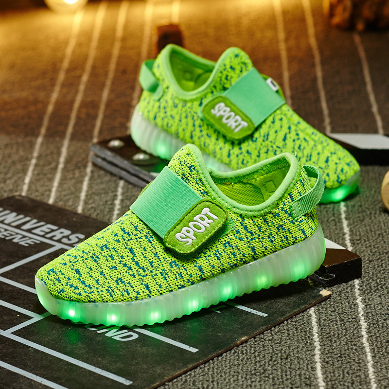 

Sneakers Kids Shoes Children's Light Shoes LED Light-emitting Flashing Lights Children's Boys Rechargeable Led, Fluorescent green