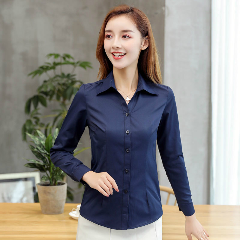 

2020 Blouse long-sleeved professional business V-neck overalls are finishing women's commuter office large size shirt, Lavender