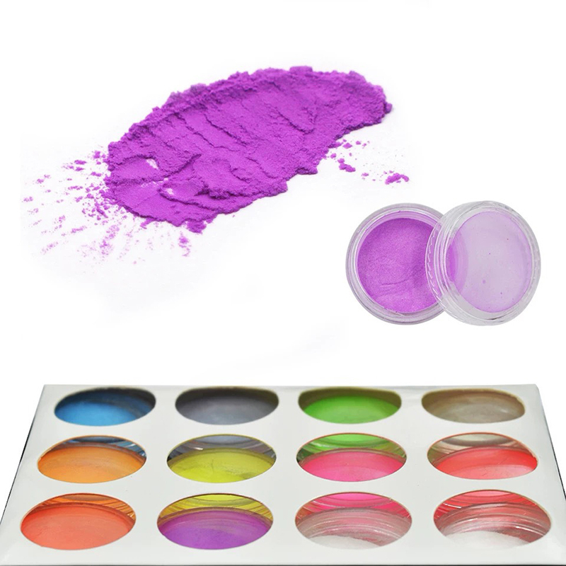 

12 Colors Neon Fluorescent Super Bright Glow in the Dark Phosphorescent Nail Powder Glowing Pigment Powder DIY Nail Art