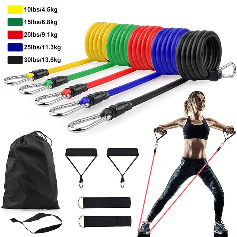 

11Pcs/Set Latex Elastic Resistance Bands Crossfit Training Exercise Fitness Rubber Pilates Expander Bandas Fitness Gym Equipment