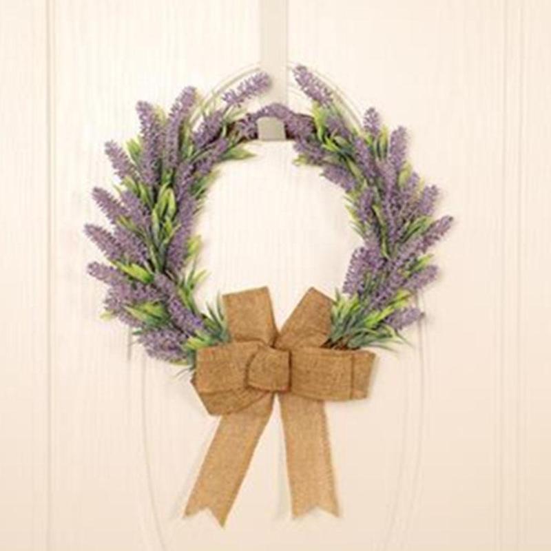 

Simulation Lavender Wreath Flocking Garland Hotel Wedding Home Wall Hanging Door Decoration