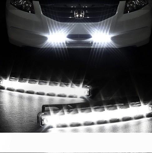 

universal white waterproof 8 LED 12V DRL Driving Daytime Running Lights Kit All day Fog Light Lamps.