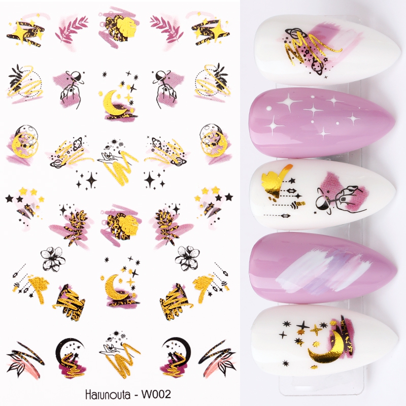 

1 Sheet Gold Water Nail Stickers Summer Flower Leaf Water Decals Slider Nail Foil Wraps Transfer Sticker Art Decorarion, 04