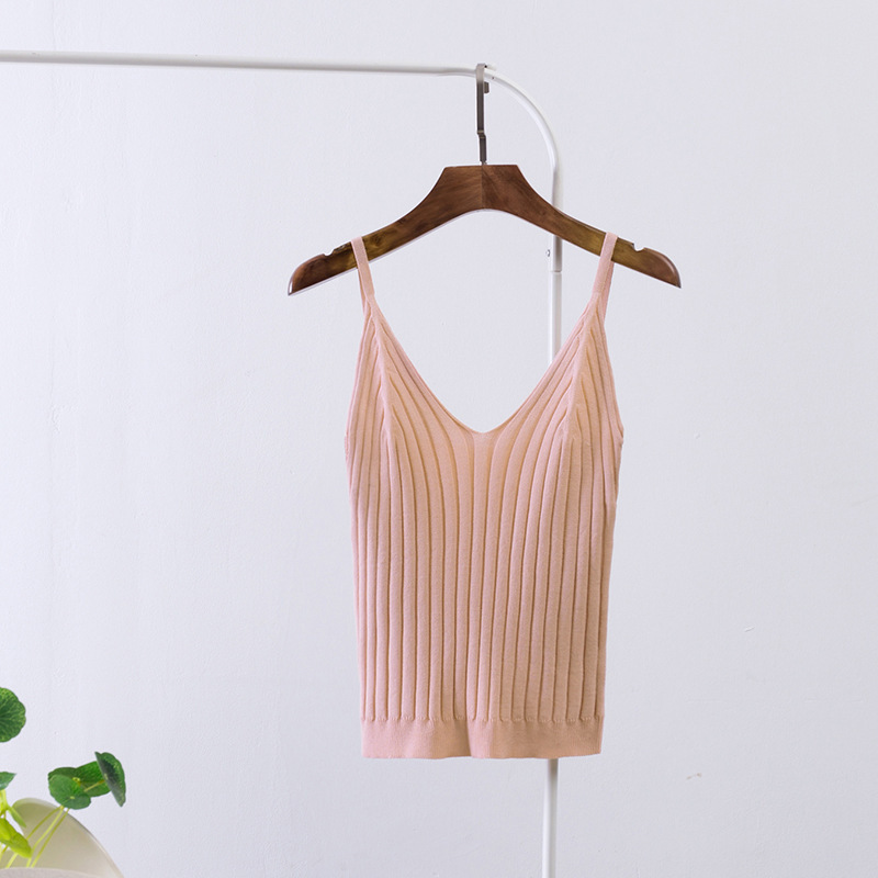 

Blackday Women Sexy Knitted Crop Top Crop Sleeveless Cropped Vest Slim Sling Knitted Tank Top V-neck Plain Camisole High Elastic Camis, Red