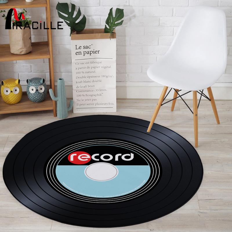 

Miracille Music CD Modern Round Carpet Home Decorative Printed Round Area Rugs Parlor Bedroom Floor Mat Anti-slip