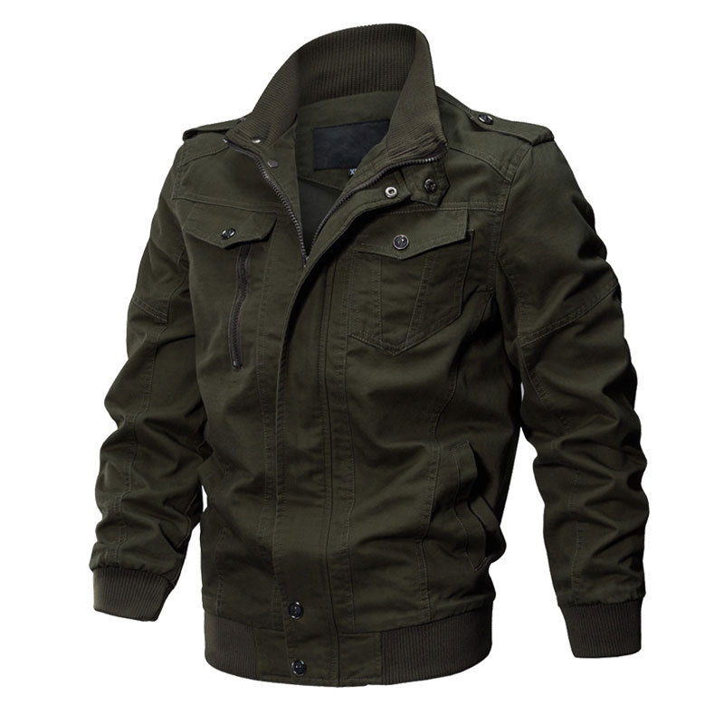 

2020 Jacket Men Spring Autumn Cotton Pilot Washed Coat Army Men's Bomber Jackets Cargo Flight Jacket Plus Size 5XL 6XL, 701 khaki