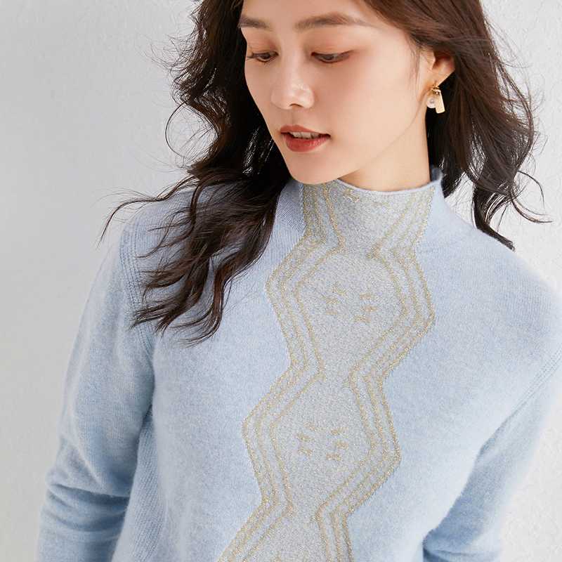 

Women Pullovers 100% Cashmere and Wool Knitting Sweaters 2020 New Fashion Winter Woolen Knitwear O-neck Long sleeve Woman cloth, Beige