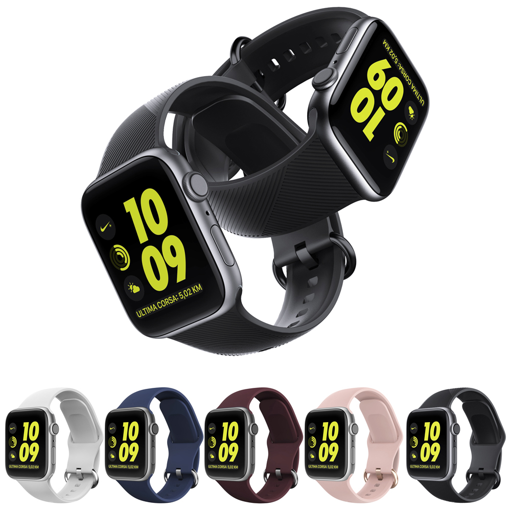 

Silicone Ring Buckle Bracelet for Apple Watch 5 4 44mm 40mm iWatch 3 2 1 42mm 38mm Band Sport Rubber Strap