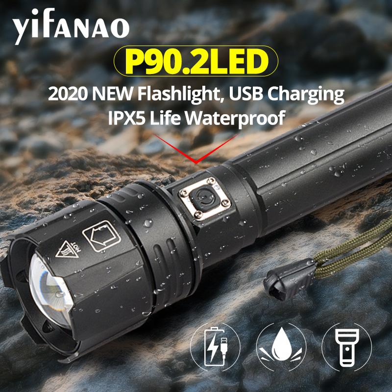 

Flashlights Torches 2021 Drop XHP90.2 Most Powerful XHP50 USB Zoom LED Torch 18650 26650 Battery Camping Light
