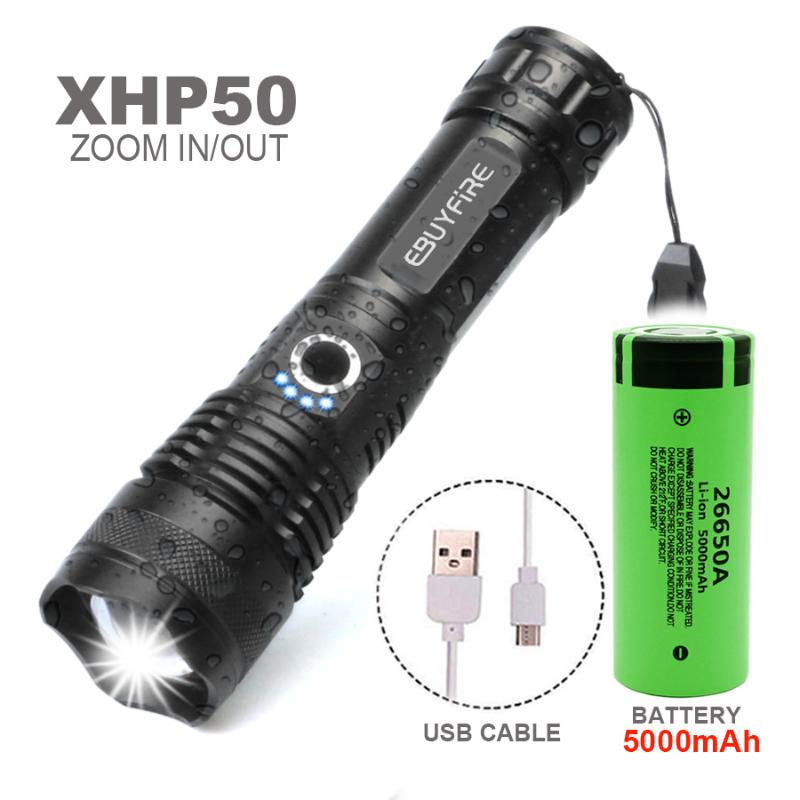

Flashlights Torches Zoom LED XHP50 USB Rechargeable Torch Powerful / 18650/26650 Battery Adjustable Camping Light