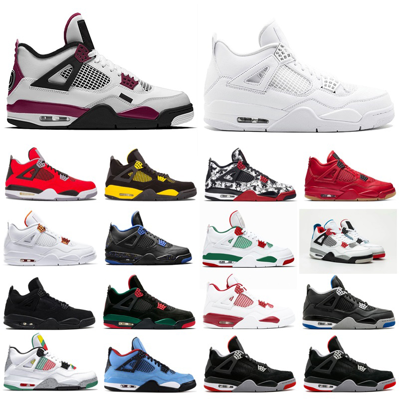 

Fashion 4 4s Basketball Shoes for men Pure Money rush violet Black Pizzeria cavs mens discount outdoor breathable Sports shoes size 40-47, 20 silt red