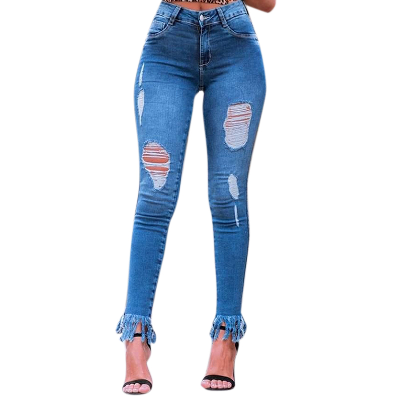 

Casual jeans for women 2020 ripped Casual Pants Women ropa mujer Women' trousers, Blue