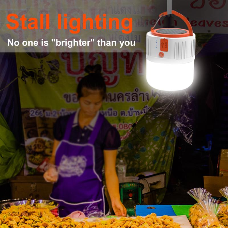 

Outdoor Waterproof Camping Lamp Lantern Hanging Tent Light Portable Solar Powered 5 Modes Ergonomic Universal 3 In 1 Wireless