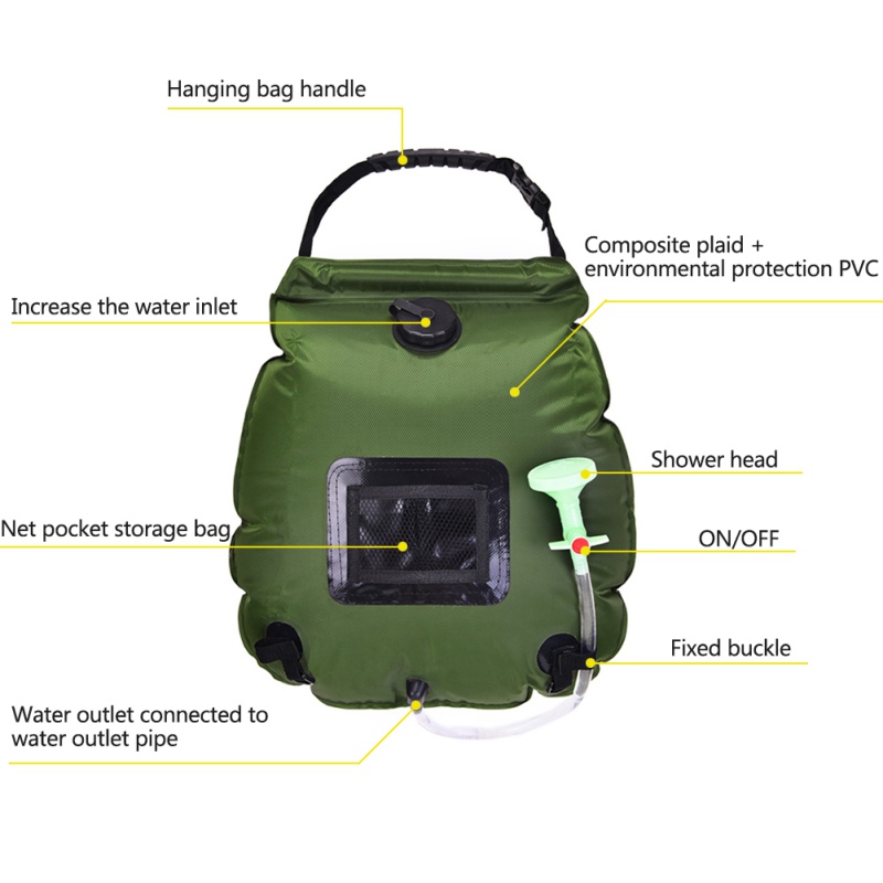 

20L Large Capacity Summer Water Bags For Outdoor Solar Hiking Camping Shower Bag Heating Camping Shower Hydration Bag, Blue