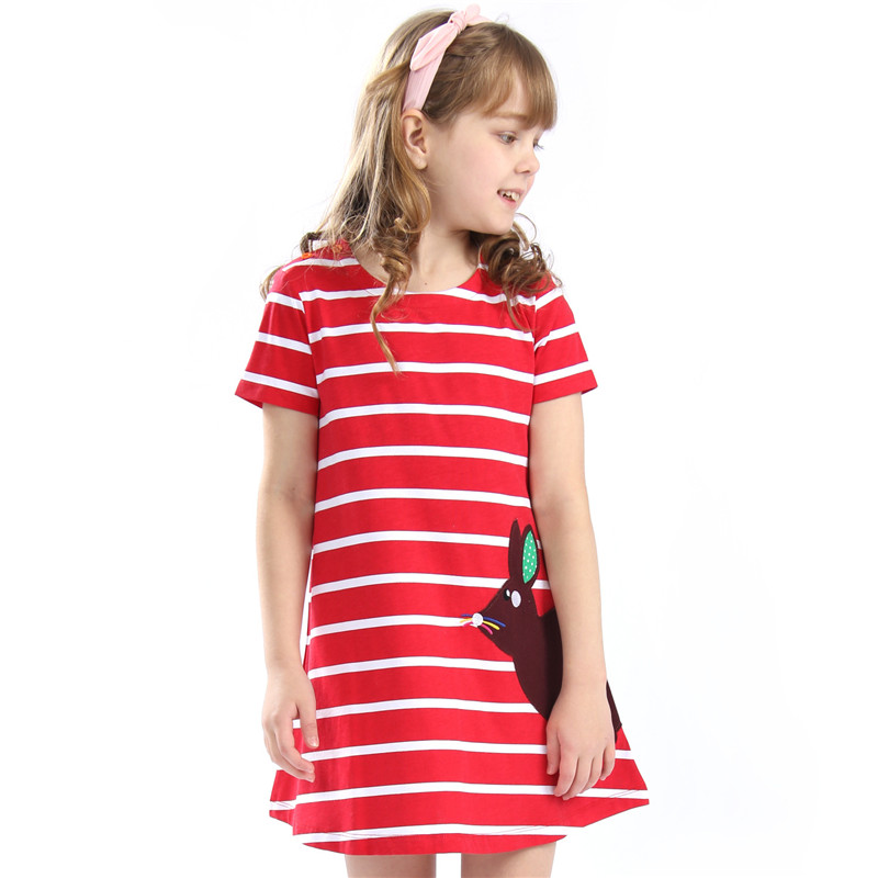 

Baby girls new 3-12T striped cartoon dresses with applique a lovely kids new style summer dress hot selling girls dress, T186028