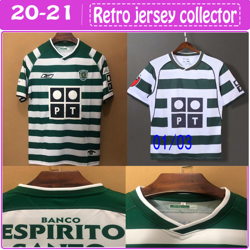 

2XL Sporting Lisbon retro 2002 2003 soccer jerseys #28 C.RONALDO 02 03 Vintage Maillot DANNY Camisa de futebol SA PINTO football shirts