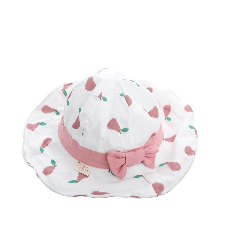

Kids Big Brim Fisherman Hat Summer Fashion Cartoon Fruit Bow Sun Hat Outdoor Cute Sunscreen Basin