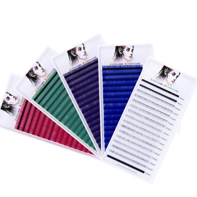 

New Colored False Eyelashes HandMade Individual Eyelash For Extensions Eye Makeup Supplies Natural Faux Mink Silk Fake Lashes