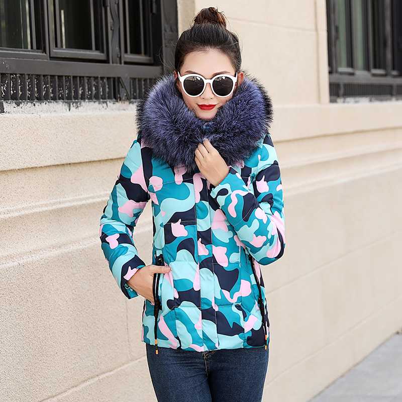 

Jackets Women Winter 2020 Fur Collar Plus Size Parka Hooded Slim Korean Jacket For Female Cotton Winter Parka Basic Jacket, Light blue