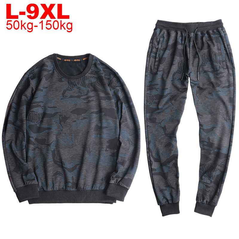 

Plus Size 9xl Mens Tracksuits Casual Men's Sets Oversized Hoodie Sweats Suits Camouflage Tracksuit Large Size 2 Piece Jogger Set, Blue