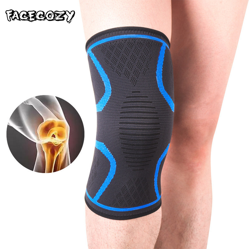 

Facecozy 1 PC Elastic Knee Pads Nylon Sports Fitness Knee Pad Gear Brace Support Running Basketball Cycling Protector, Red