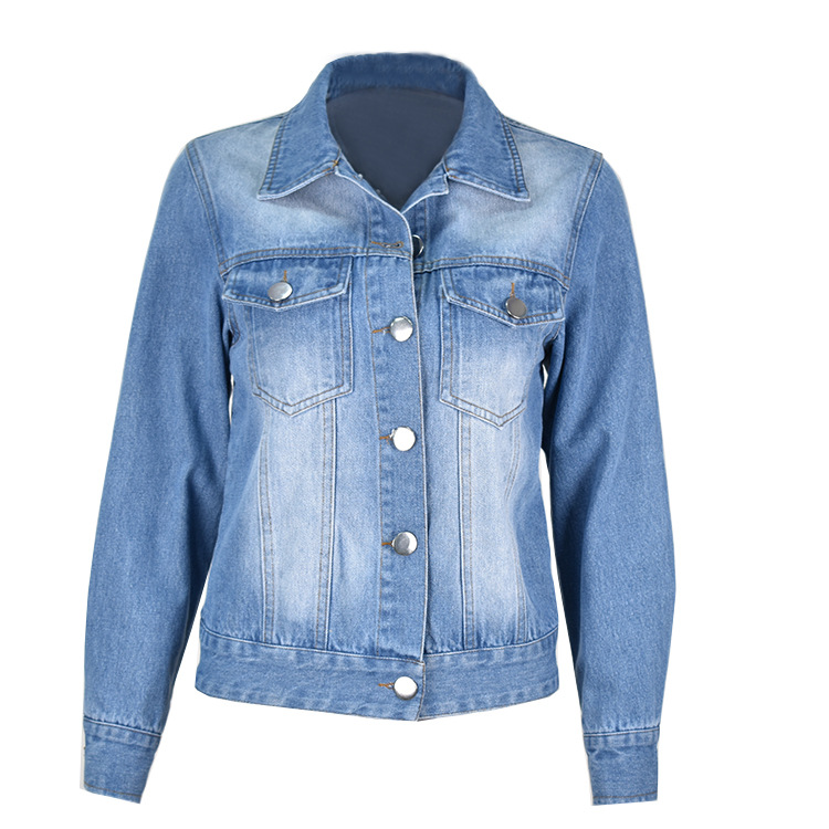 

Womens Jackets and Coats Long Sleeve Jeans Jacket Women Autumn Pocket Stretch Short Denim Jacket Coat Loose Wash Denim