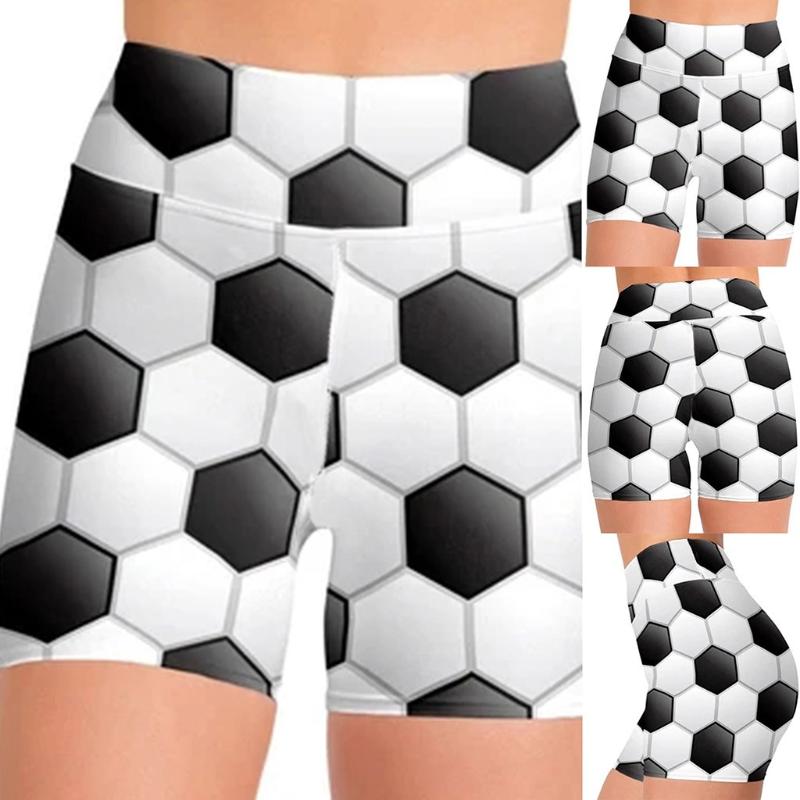 

High Waist Yoga Shorts for Football Printed Sexy Girl Sports Gym Running Yoga Short Leggings pantalon corto deporte mujer, White