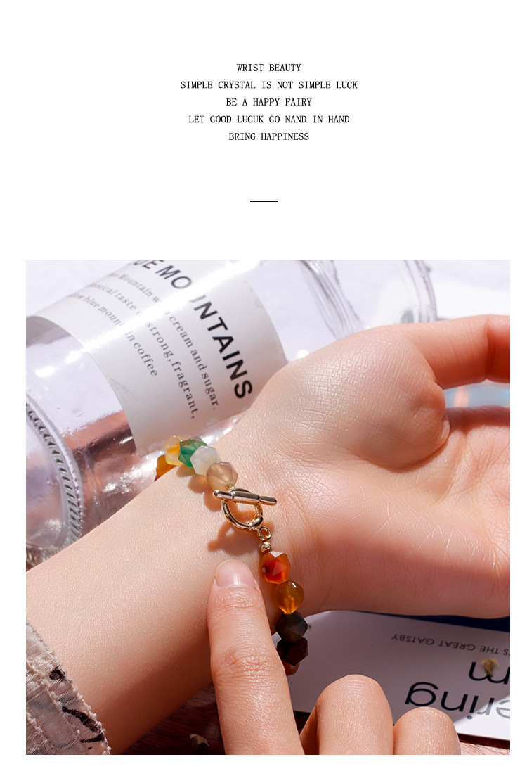 Pulsera De Mujer Piedra Natural Cristal Policristalino Ágata Pulsera De Mujer Piedra Natural Cristal Policristalino Ágata