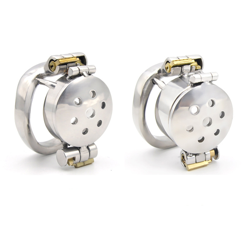 Dispositifs de chasteté en acier inoxydable flip double cache cachée cage pénis ceinture adulte jeu métal bdsm sex toys