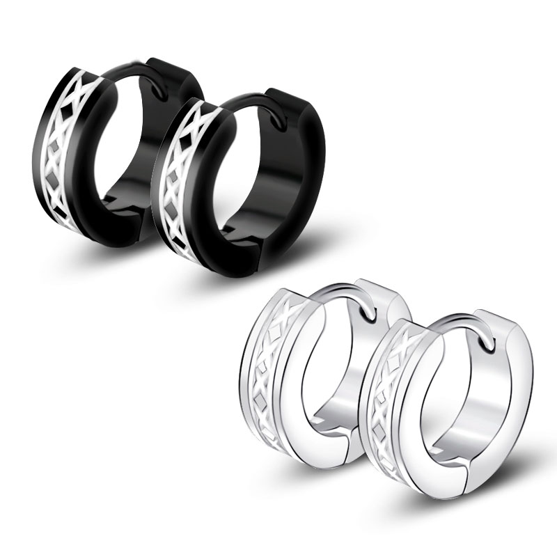 

1Pair Small Hoop Earrings Creoles Titanium Stainless Steel Clicker Earrings For Men Anti-allergic Silver Black Free Shipping