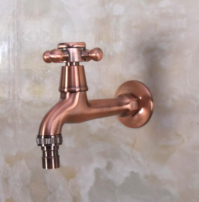 

Antique Red Copper Brass Single Cross Handle Washing Machine Faucet /Garden Water Tap / Laundry Sink Cold Water Taps aav303