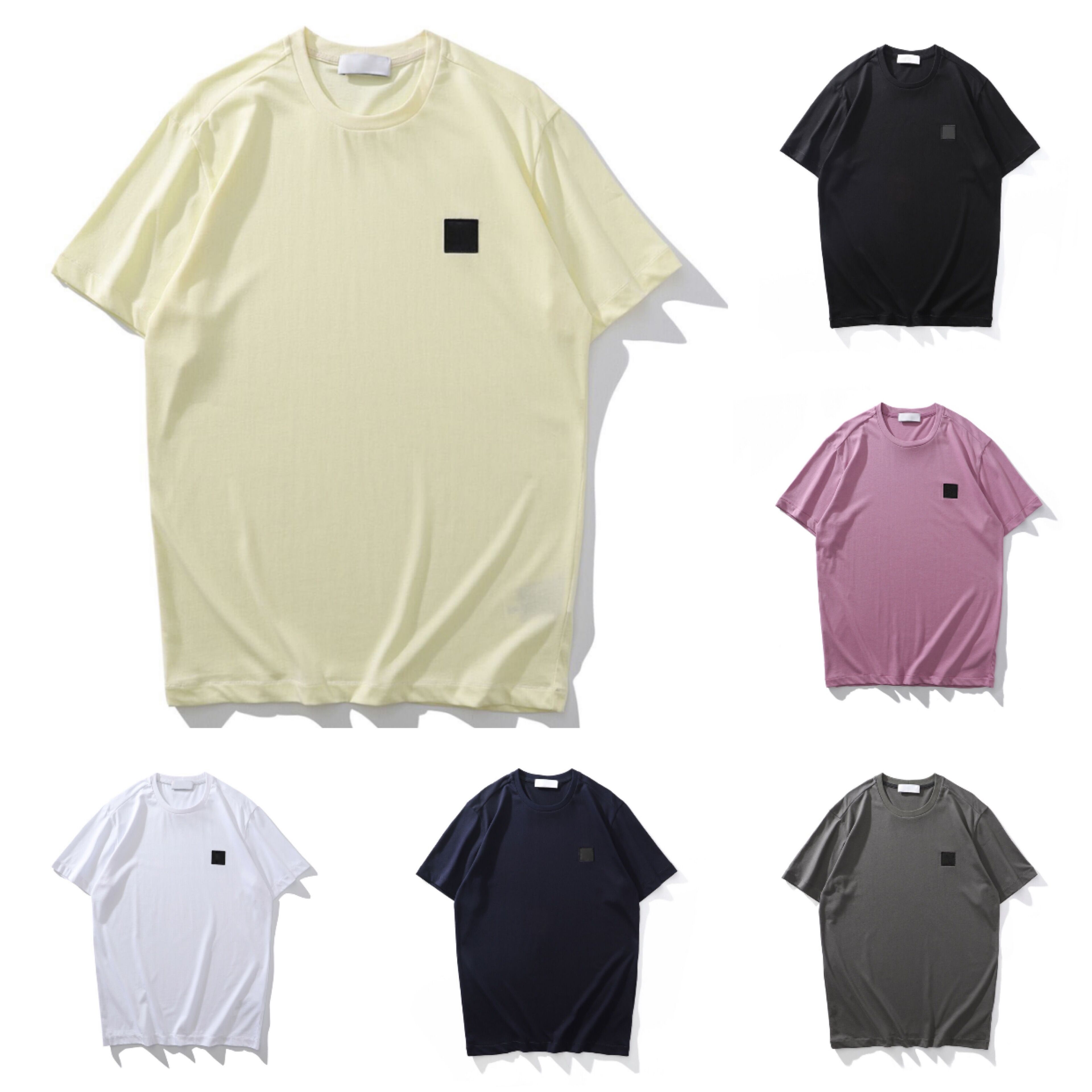 

20SS 24141 Small Patch T-shirt Men's Short Sleeve Tee Hip Hop Sweatshirts Casual Clothes Men T shirt S-3XL, Black